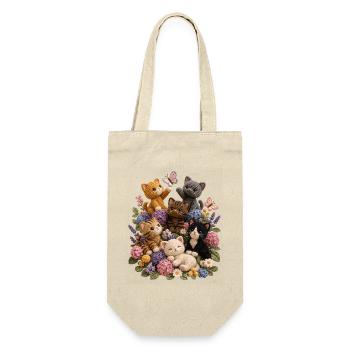 Crochet Cats in Floral Garden - Gift Bag for Bottles - nature - Front