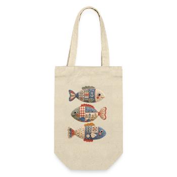 Trio de poissons au crochet patchwork - Sac à bouteille - nature - Devant