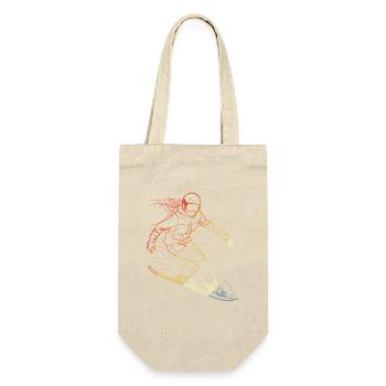 Vintage Snowboarding Mädchen - Geschenkbeutel für Flaschen - Natur - Vorne