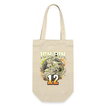 Ich bin 12 Motocross Fahrer - Geschenkbeutel für Flaschen - Natur - Vorne
