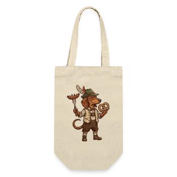 Vintage-deutscher Dackel Lustig - Geschenkbeutel für Flaschen - Natur - Vorne