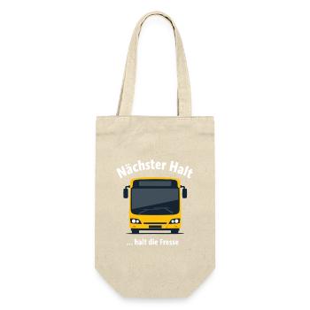 Lustiger Spruch Nächster Halt Die Fresse - Geschenkbeutel für Flaschen - Natur - Vorne