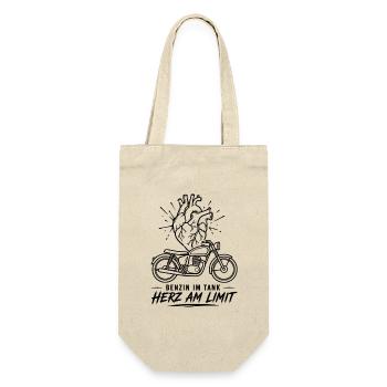 Herz am Limit Motorrad - Geschenkbeutel für Flaschen - Natur - Vorne