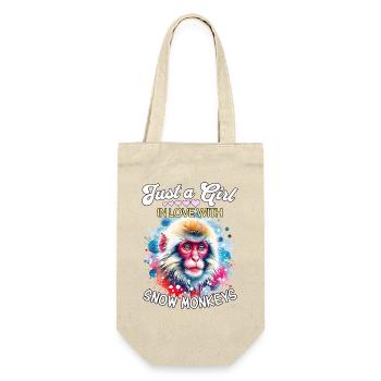 Schneeaffe Mädchen Snow Monkey - Geschenkbeutel für Flaschen - Natur - Vorne