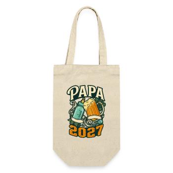 Papa 2027 – Bier & Babyflaschengeschenk - Geschenkbeutel für Flaschen - Natur - Vorne