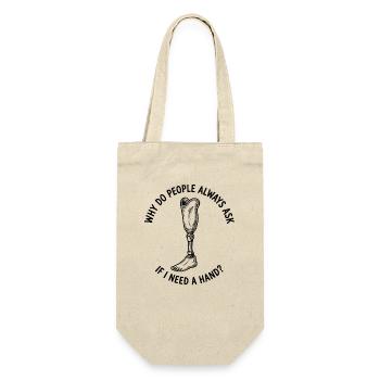Warum fragen mich die Leute, ob ich eine Hand brau - Geschenkbeutel für Flaschen - Natur - Vorne