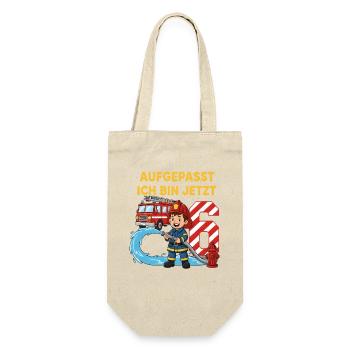 Aufgepasst Ich Bin Jetzt 6 Feuerwehr Geburtstag - Geschenkbeutel für Flaschen - Natur - Vorne