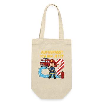 Aufgepasst Ich Bin Jetzt 2 Feuerwehr Geburtstag - Geschenkbeutel für Flaschen - Natur - Vorne