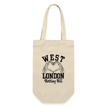 West London Notting Hill Skeleton Heart Grafik - Geschenkbeutel für Flaschen - Natur - Vorne