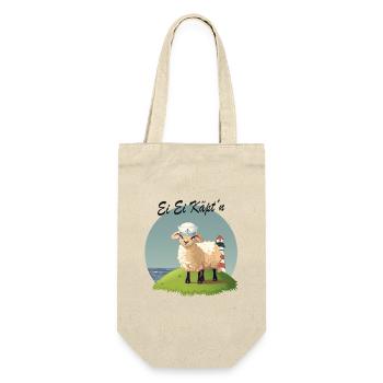 Ei Ei Käpt’n – Lustiges Schaf Design - Geschenkbeutel für Flaschen - Natur - Vorne