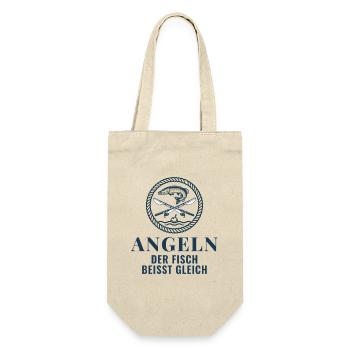 Angeln Der Fisch Beisst Gleich Angler Geschenk - Geschenkbeutel für Flaschen - Natur - Vorne