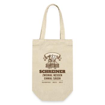 Schreiner Zweimal Messen Einmal Sägen Tischler - Geschenkbeutel für Flaschen - Natur - Vorne
