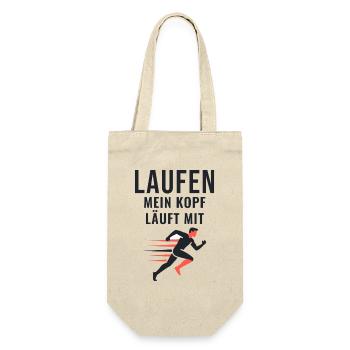 Laufen Mein Kopf Läuft Mit Läufer Geschenk - Geschenkbeutel für Flaschen - Natur - Vorne