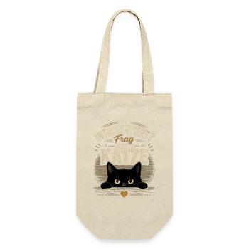 Introvertiert? Frag meine Katze Vintage - Geschenkbeutel für Flaschen - Natur - Vorne