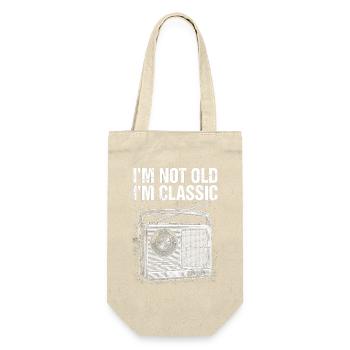 Nicht alt, ich bin Klassiker: Vintage Radio - Geschenkbeutel für Flaschen - Natur - Vorne