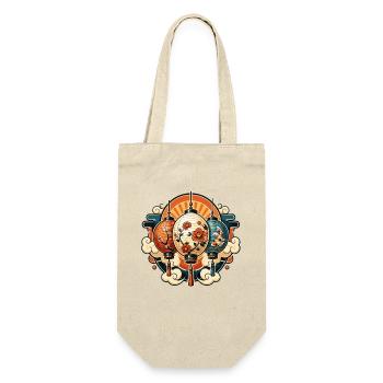 Chinese lanterns with flowers and koi - Gift Bag for Bottles - nature - Front