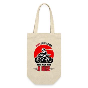 Real Men Biker - Geschenkbeutel für Flaschen - Natur - Vorne