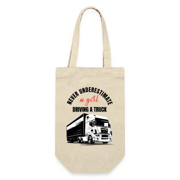 Mädchen-LKW-Fahrerin - Geschenkbeutel für Flaschen - Natur - Vorne