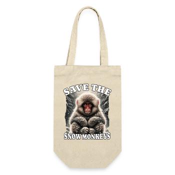 Schneeaffe Save Snow Monkey - Geschenkbeutel für Flaschen - Natur - Vorne