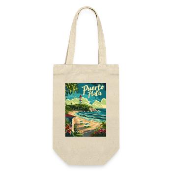  Puerto Plata Karibik Strand und Leuchtturm - Geschenkbeutel für Flaschen - Natur - Vorne