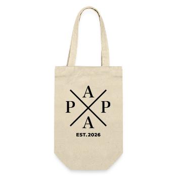Papa Est. 2026 | Vater | Vatertag Geschenk - Geschenkbeutel für Flaschen - Natur - Vorne
