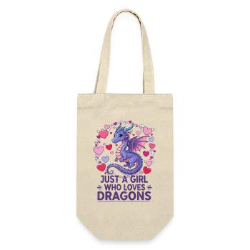 Drachenliebe: Mädchen liebt Drachen - Geschenkbeutel für Flaschen - Natur - Vorne