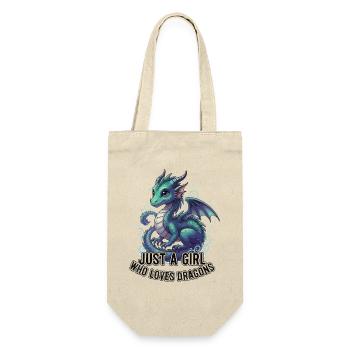 Mädchen liebt Drachen - Geschenkbeutel für Flaschen - Natur - Vorne