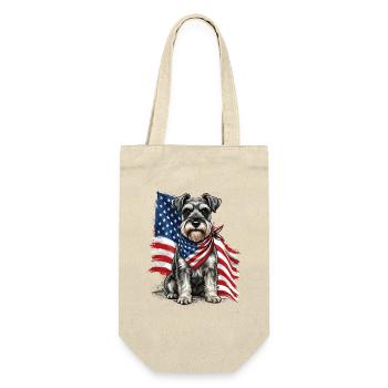 Patriotischer Schnauzer Stars, Stripes Hundestolz, - Geschenkbeutel für Flaschen - Natur - Vorne