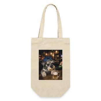 Durstiger Schnauzer, Bierliebhaber, Hundehumor - Geschenkbeutel für Flaschen - Natur - Vorne