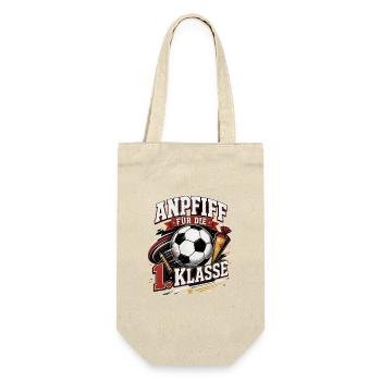 Anpfiff für die 1. Klasse. Einschulung Fußball - Geschenkbeutel für Flaschen - Natur - Vorne