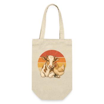 Cow And Chicken - Geschenkbeutel für Flaschen - Natur - Vorne
