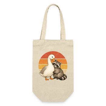 Gans und Waschbär - Geschenkbeutel für Flaschen - Natur - Vorne