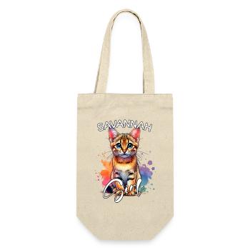 Savannah Cat Mädchen Savannah Katze - Geschenkbeutel für Flaschen - Natur - Vorne