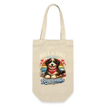 Einfach nur ein Mädchen, das Bernedoodles liebt - Geschenkbeutel für Flaschen - Natur - Vorne