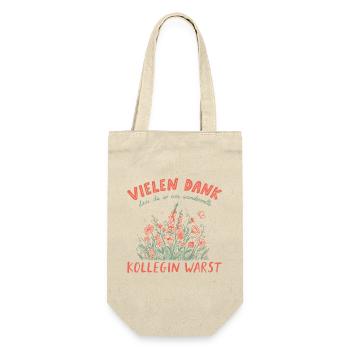 Kollegin Abschied Retro Blumen Jobwechsel Rente - Geschenkbeutel für Flaschen - Natur - Vorne