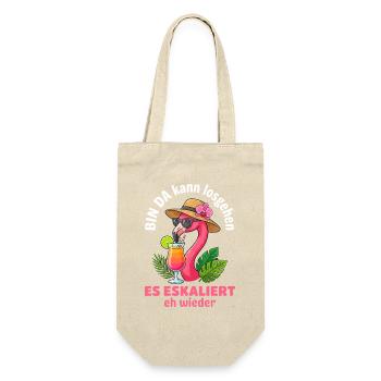 Flamingo Party Es Eskaliert eh wieder Mädelsabend - Geschenkbeutel für Flaschen - Natur - Vorne
