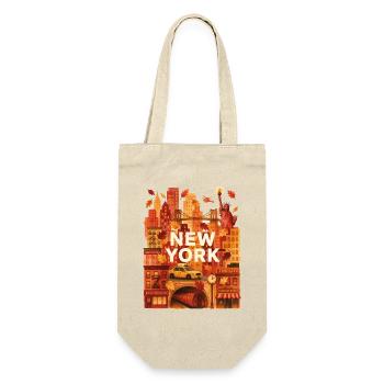 Herbst-NYC Skyline-Aquarell - Geschenkbeutel für Flaschen - Natur - Vorne