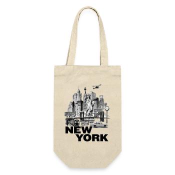 New York Vintage Cityscape Collage - Geschenkbeutel für Flaschen - Natur - Vorne