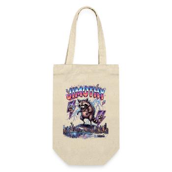 JIMOTHY Waschbär Retro - Geschenkbeutel für Flaschen - Natur - Vorne