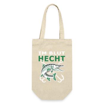Hecht im Blut – Hechtangler Raubfisch Motiv - Geschenkbeutel für Flaschen - Natur - Vorne