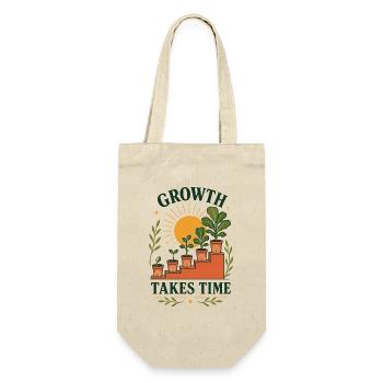 Growth Takes Time – Pflanzen Wachstum Retro - Geschenkbeutel für Flaschen - Natur - Vorne