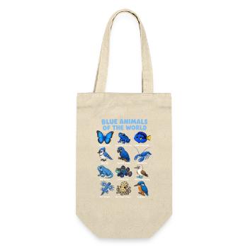 Blue Animals Of The World Animal Kingdom Chalkboard - Gift Bag for Bottles - nature - Front