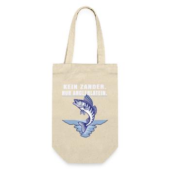 Kein Zander nur Anglerlatein – Angler Spruch - Geschenkbeutel für Flaschen - Natur - Vorne