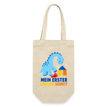 Mein erster großer Schritt – Dino fürs Krippenkind - Geschenkbeutel für Flaschen - Natur - Vorne