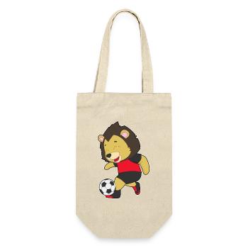 Löwe Fußballspieler Fußball - Geschenkbeutel für Flaschen - Natur - Vorne