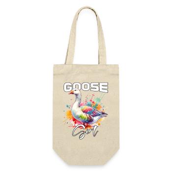 Goose Mädchen Gans - Geschenkbeutel für Flaschen - Natur - Vorne