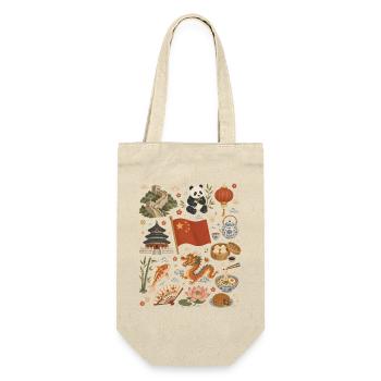 China | Wall, Panda & Tea Culture - Gift Bag for Bottles - nature - Front