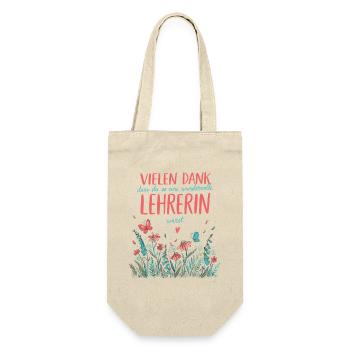 Beste Lehrerin Abschied Jobwechsel Rente - Geschenkbeutel für Flaschen - Natur - Vorne