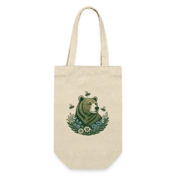 Alpine Bear Bees Edelweiss Folk Art - Gift Bag for Bottles - nature - Front