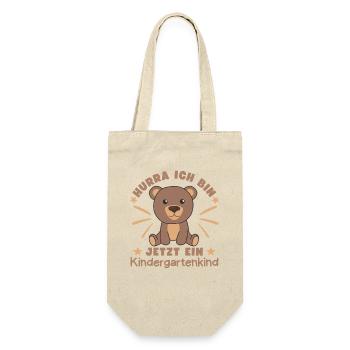Hurra Ich Bin Jetzt Ein Kindergartenkind Bär - Geschenkbeutel für Flaschen - Natur - Vorne